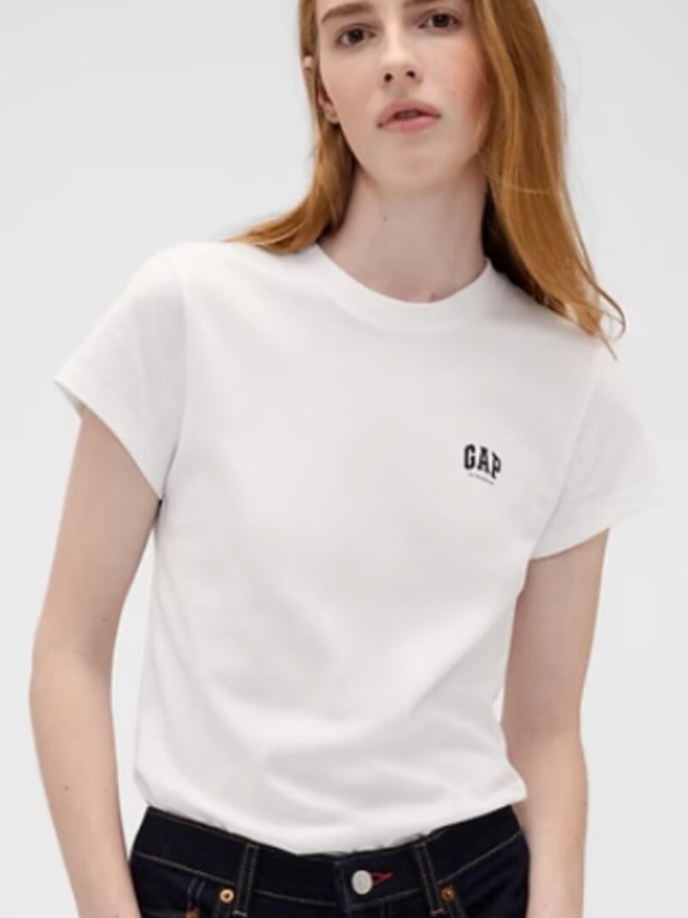 Gap x Victoria Beckham Organic Cotton Logo Tee White Crew Neck Size M